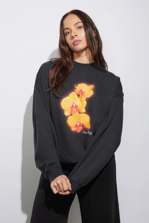 ENA PELLY - ORCHID SWEATSHIRT - VINTAGE BLACK - PERTH STOCKIST - AUSTRALIAN STOCKIST - WA STOCKIST - AUSTRALIA STOCKIST - AUS STOCKIST - PERTH BOUTIQUE - WA BOUTIQUE - AUS BOUTIQUE - AUSTRALIA BOUTIQUE