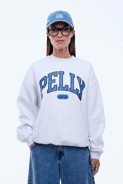 ENA PELLY - PELLY COLLEGIATE SWEATSHIRT - WHITE MARLE - PERTH BOUTIQUE - AUSTRALIAN BOUTIQUE - WA BOUTIQUE - INTERNATIONAL SHIPPING - USA SHIPPING - PERTH STORES - PERTH STORE - AUSTRALIA - WA - WESTER AUSTRALIA - WOMENS FASHION - FASHION - CLOTHING - WA STOCKIST - PERTH STOCKIST - AUSTRALIAN STOCKIST - STOCKIST