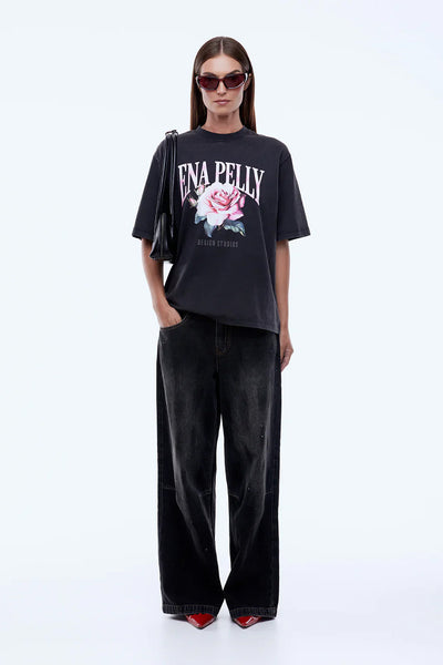 ENA PELLY - ROSE TEE - VINTAGE BLACK
