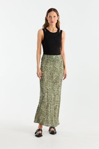 ENA PELLY - SADIE MAXI SKIRT - GREEN SNAKE PRINT - PERTH STOCKIST - AUSTRALIAN STOCKIST - WA STOCKIST - AUSTRALIA STOCKIST - AUS STOCKIST - PERTH BOUTIQUE - WA BOUTIQUE - AUS BOUTIQUE - AUSTRALIA BOUTIQUE 