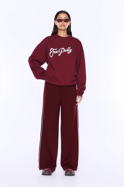 SHOP ENA PELLY MILA OVERSIZED SWEATER IN BURGUNDY/ENA PELLY ONLINE