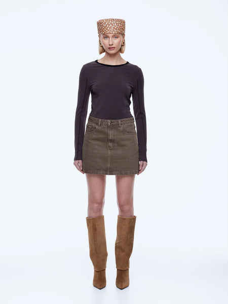 ENA PELLY - STELLA DENIM MINI SKIRT - MUSHROOM