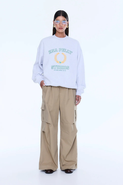 SHOP ENA PELLY MILA OVERSIZED SWEATER IN WHITE MARLE/EP STUDIOS ONLINE