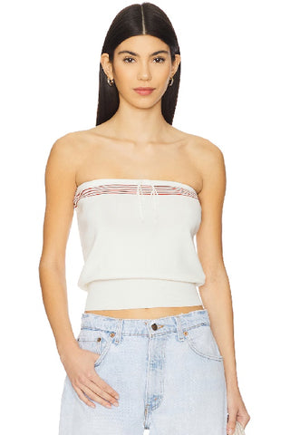 FAITHFULL THE BRAND - ARLETTE STRAPLESS TOP - WHITE/RED STRIPE - PERTH STOCKIST - AUSTRALIAN STOCKIST - WA STOCKIST - AUSTRALIA STOCKIST - AUS STOCKIST - PERTH BOUTIQUE - WA BOUTIQUE - AUS BOUTIQUE - AUSTRALIA BOUTIQUE 
