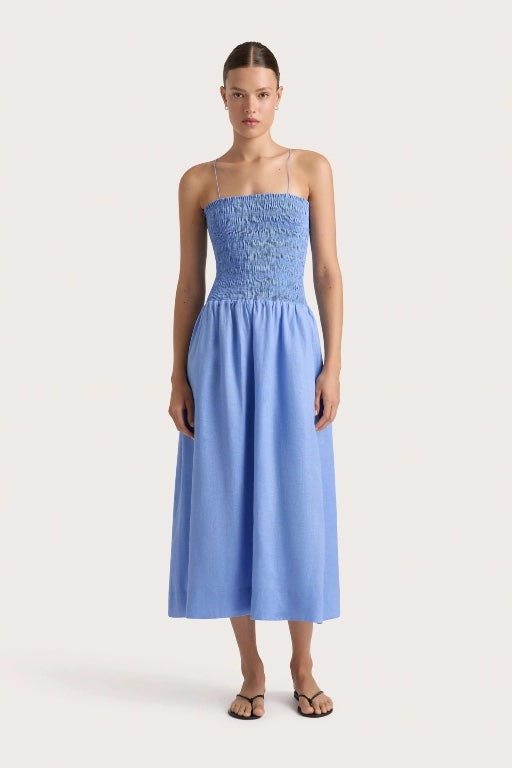 FAITHFULL THE BRAND - GERIBA MIDI DRESS - MID BLUE