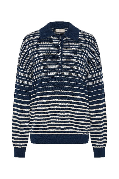 FAITHFULL THE BRAND - HARLOW POLO SCANDI STRIPE - NAVY CREAM  - PERTH BOUTIQUE - AUSTRALIAN BOUTIQUE - WA BOUTIQUE - INTERNATIONAL SHIPPING - USA SHIPPING - PERTH STORES - PERTH STORE - AUSTRALIA - WA - WESTER AUSTRALIA - WOMENS FASHION - FASHION - CLOTHING - WA STOCKIST - PERTH STOCKIST - AUSTRALIAN STOCKIST - STOCKIST