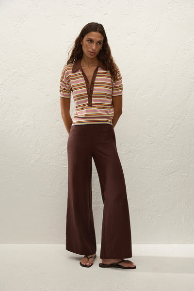 FAITHFULL THE BRAND - SABLE POLO SHIRT - LUIS STRIPE DUSTY MAUVE - PERTH BOUTIQUE - AUSTRALIAN BOUTIQUE - WA BOUTIQUE - INTERNATIONAL SHIPPING - USA SHIPPING - PERTH STORES - PERTH STORE - AUSTRALIA - WA - WESTER AUSTRALIA - WOMENS FASHION - FASHION - CLOTHING - WA STOCKIST - PERTH STOCKIST - AUSTRALIAN STOCKIST - STOCKIST