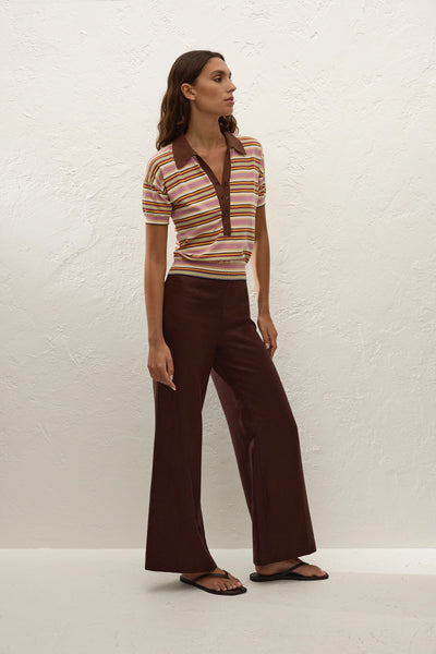 FAITHFULL THE BRAND - SABLE POLO SHIRT - LUIS STRIPE DUSTY MAUVE - PERTH BOUTIQUE - AUSTRALIAN BOUTIQUE - WA BOUTIQUE - INTERNATIONAL SHIPPING - USA SHIPPING - PERTH STORES - PERTH STORE - AUSTRALIA - WA - WESTER AUSTRALIA - WOMENS FASHION - FASHION - CLOTHING - WA STOCKIST - PERTH STOCKIST - AUSTRALIAN STOCKIST - STOCKIST