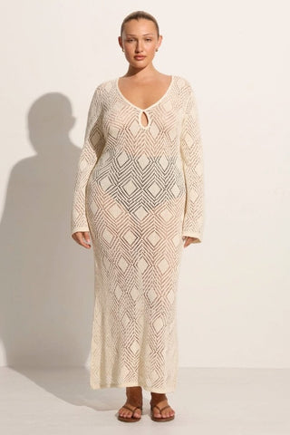 FAITHFULL THE BRAND - SERENA POINTELLE KNIT DRESS - OFF WHITE