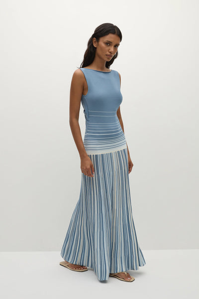 FAITHFULL THE BRAND - XYLA MAXI DRESS - ACCORDION STRIPE MINERAL BLUE - PERTH BOUTIQUE - AUSTRALIAN BOUTIQUE - WA BOUTIQUE - INTERNATIONAL SHIPPING - USA SHIPPING - PERTH STORES - PERTH STORE - AUSTRALIA - WA - WESTER AUSTRALIA - WOMENS FASHION - FASHION - CLOTHING - WA STOCKIST - PERTH STOCKIST - AUSTRALIAN STOCKIST - STOCKIST
