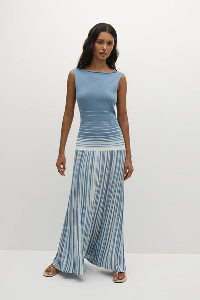 FAITHFULL THE BRAND - XYLA MAXI DRESS - ACCORDION STRIPE MINERAL BLUE - PERTH BOUTIQUE - AUSTRALIAN BOUTIQUE - WA BOUTIQUE - INTERNATIONAL SHIPPING - USA SHIPPING - PERTH STORES - PERTH STORE - AUSTRALIA - WA - WESTER AUSTRALIA - WOMENS FASHION - FASHION - CLOTHING - WA STOCKIST - PERTH STOCKIST - AUSTRALIAN STOCKIST - STOCKIST