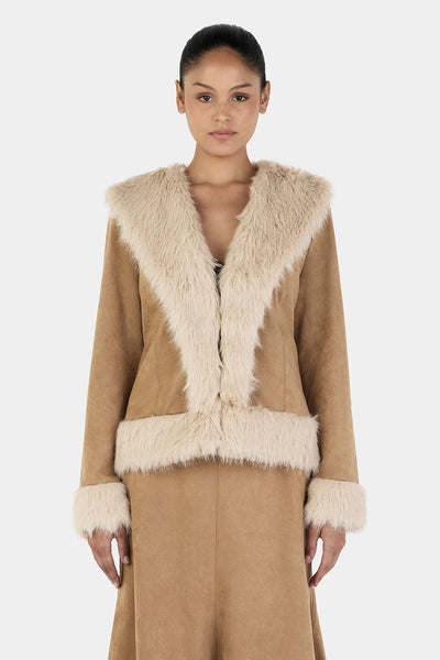 SHOP OWNLEY FIFI COAT IN TAN CREAM ONLINE
