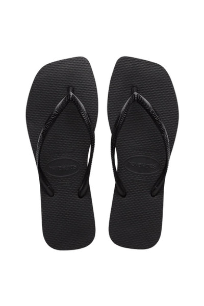 HAVAIANAS - SLIM SQUARE TOE THONG - BLACK