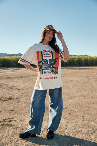 SHOP SABBI THE VERY OVERSIZED SABBI RODEO SELF LOVE CLUB TEE IN BEIGE ONLINE