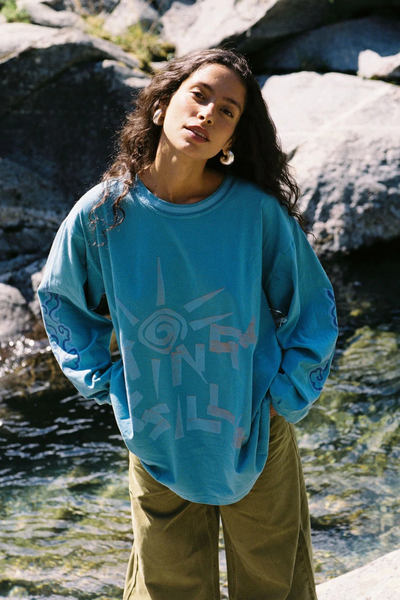 SHOP KINGA CSILLA PAPER SUN ROSES TEE IN BLUE ONLINE