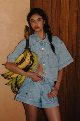 KIVARI - CELENE DEMIN SHORT - STONEWASH BLUE - PERTH STOCKIST - AUSTRALIAN STOCKIST - WA STOCKIST - AUSTRALIA STOCKIST - AUS STOCKIST - PERTH BOUTIQUE - WA BOUTIQUE - AUS BOUTIQUE - AUSTRALIA BOUTIQUE 