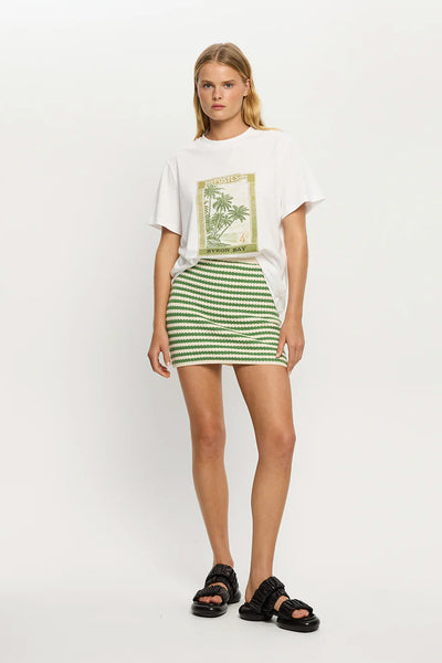KIVARI - CORINNE KNIT MINI SKIRT - STRIPE - BRYON TEE - WHITE - PERTH BOUTIQUE - AUSTRALIAN BOUTIQUE - WA BOUTIQUE - INTERNATIONAL SHIPPING - USA SHIPPING - PERTH STORES - PERTH STORE - AUSTRALIA - WA - WESTER AUSTRALIA - WOMENS FASHION - FASHION - CLOTHING - WA STOCKIST - PERTH STOCKIST - AUSTRALIAN STOCKIST - STOCKIST