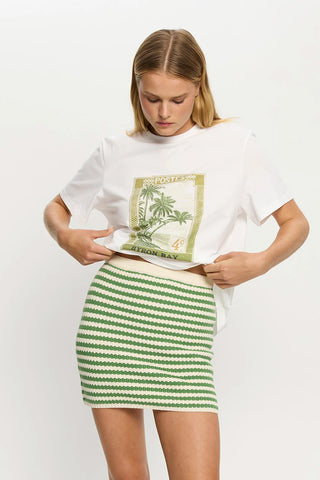 KIVARI - CORINNE KNIT MINI SKIRT - STRIPE - BRYON TEE - WHITE - PERTH BOUTIQUE - AUSTRALIAN BOUTIQUE - WA BOUTIQUE - INTERNATIONAL SHIPPING - USA SHIPPING - PERTH STORES - PERTH STORE - AUSTRALIA - WA - WESTER AUSTRALIA - WOMENS FASHION - FASHION - CLOTHING - WA STOCKIST - PERTH STOCKIST - AUSTRALIAN STOCKIST - STOCKIST