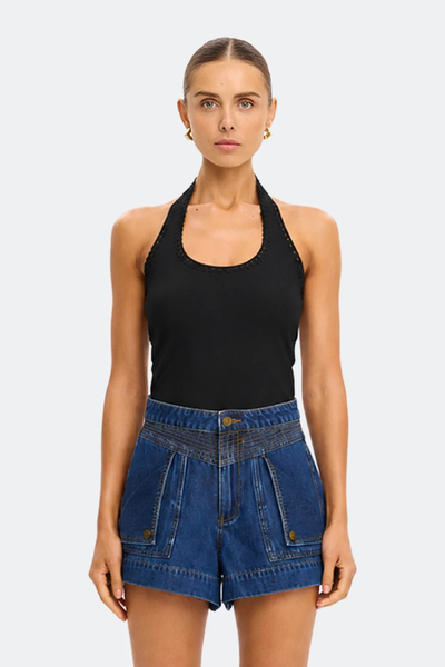 SHOP KIVARI RHEA HALTER TOP IN BLACK ONLINE