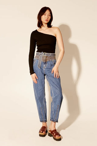 KIVARI - TALLULAH ONE SHOULDER TOP - BLACK