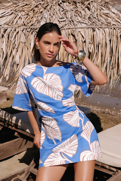 KIVARI - KIVARI - ILANA OFF SHOULDER MINI DRESS - BLUE IVORY - PERTH BOUTIQUE - AUSTRALIAN BOUTIQUE - WA BOUTIQUE - INTERNATIONAL SHIPPING - USA SHIPPING - PERTH STORES - PERTH STORE - AUSTRALIA - WA - WESTER AUSTRALIA - WOMENS FASHION - FASHION - CLOTHING - WA STOCKIST - PERTH STOCKIST - AUSTRALIAN STOCKIST - STOCKIST