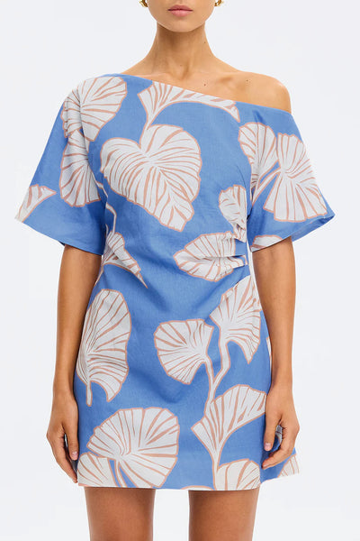 KIVARI - KIVARI - ILANA OFF SHOULDER MINI DRESS - BLUE IVORY - PERTH BOUTIQUE - AUSTRALIAN BOUTIQUE - WA BOUTIQUE - INTERNATIONAL SHIPPING - USA SHIPPING - PERTH STORES - PERTH STORE - AUSTRALIA - WA - WESTER AUSTRALIA - WOMENS FASHION - FASHION - CLOTHING - WA STOCKIST - PERTH STOCKIST - AUSTRALIAN STOCKIST - STOCKIST