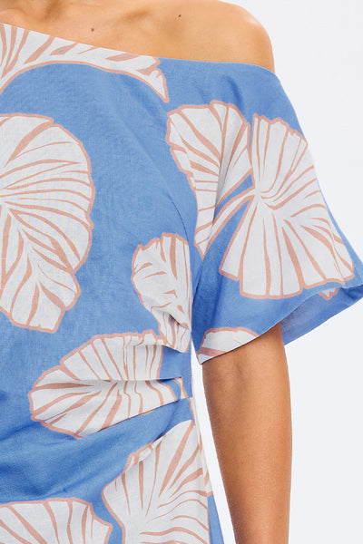 KIVARI - KIVARI - ILANA OFF SHOULDER MINI DRESS - BLUE IVORY - PERTH BOUTIQUE - AUSTRALIAN BOUTIQUE - WA BOUTIQUE - INTERNATIONAL SHIPPING - USA SHIPPING - PERTH STORES - PERTH STORE - AUSTRALIA - WA - WESTER AUSTRALIA - WOMENS FASHION - FASHION - CLOTHING - WA STOCKIST - PERTH STOCKIST - AUSTRALIAN STOCKIST - STOCKIST