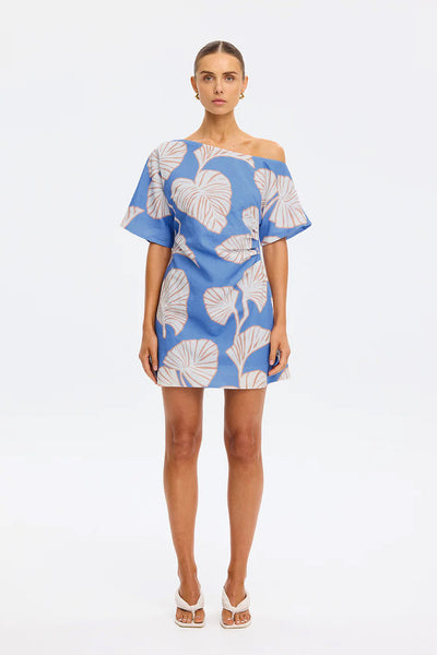 KIVARI - KIVARI - ILANA OFF SHOULDER MINI DRESS - BLUE IVORY - PERTH BOUTIQUE - AUSTRALIAN BOUTIQUE - WA BOUTIQUE - INTERNATIONAL SHIPPING - USA SHIPPING - PERTH STORES - PERTH STORE - AUSTRALIA - WA - WESTER AUSTRALIA - WOMENS FASHION - FASHION - CLOTHING - WA STOCKIST - PERTH STOCKIST - AUSTRALIAN STOCKIST - STOCKIST