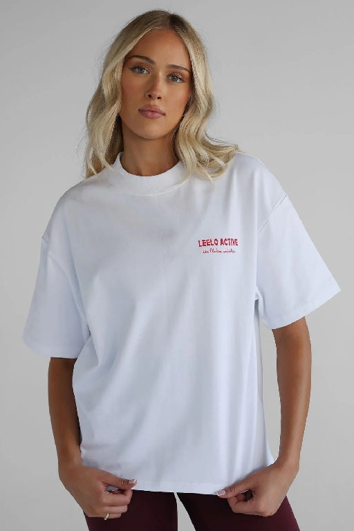 LEELO ACTIVE -  PILATES COLLECTION CHILLI TEE - WHITE - PERTH STOCKIST - AUSTRALIAN STOCKIST - WA STOCKIST - AUSTRALIA STOCKIST - AUS STOCKIST - PERTH BOUTIQUE - WA BOUTIQUE - AUS BOUTIQUE - AUSTRALIA BOUTIQUE 