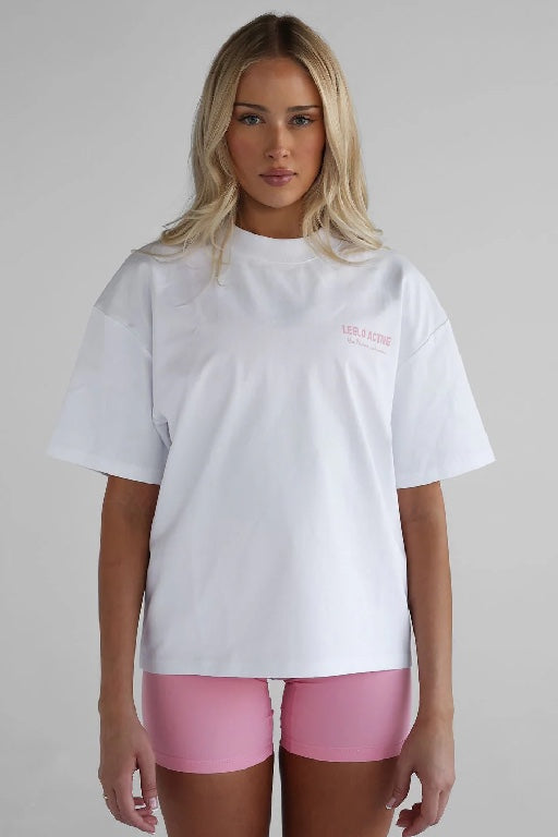 LEELO ACTIVE - PILATES COLLECTION TEE - WHITE/PINK  - PERTH STOCKIST - AUSTRALIAN STOCKIST - WA STOCKIST - AUSTRALIA STOCKIST - AUS STOCKIST - PERTH BOUTIQUE - WA BOUTIQUE - AUS BOUTIQUE - AUSTRALIA BOUTIQUE 