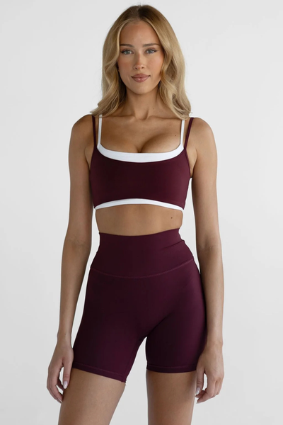 SHOP LEELO DOUBLE LAYER CROP IN CHERRY COLA ONLINE