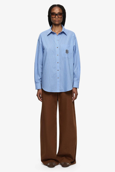 SHOP BEC + BRIDGE LINUS SHIRT IN CHAMBRAY BLUE STRIPE ONLINE