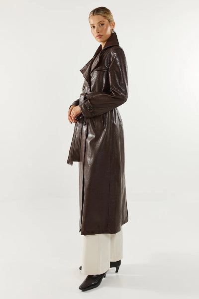 MADISON THE LABEL - HUTSON TRENCH COAT - CHOCOLATE - PERTH STOCKIST - AUSTRALIAN STOCKIST - WA STOCKIST - AUSTRALIA STOCKIST - AUS STOCKIST - PERTH BOUTIQUE - WA BOUTIQUE - AUS BOUTIQUE - AUSTRALIA BOUTIQUE - INTERNATIONAL SHIPPING - TARRIF