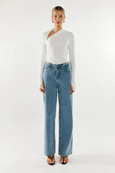 MADISON THE LABEL - LAURY LONG SLEEVE TOP - WHITE