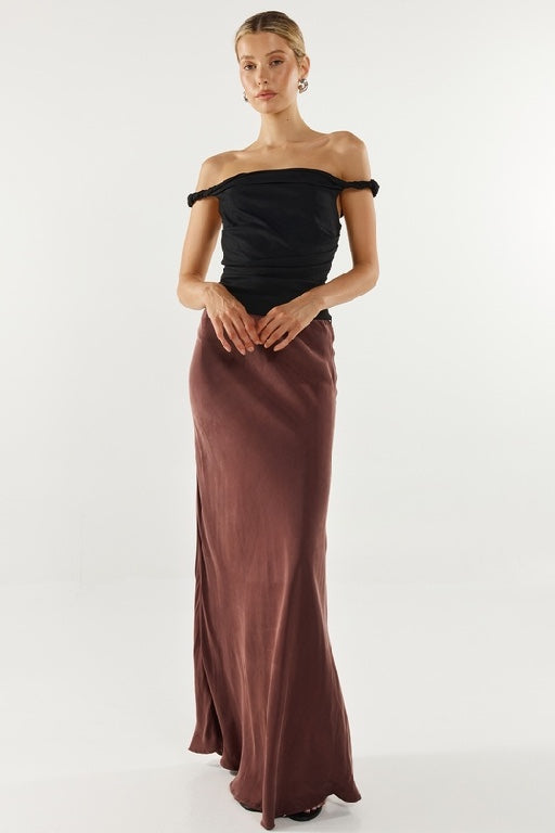 MADISON THE LABEL - RHEIA MAXI SKIRT - CHOCOLATE - PERTH BOUTIQUE - AUSTRALIAN BOUTIQUE - WA BOUTIQUE - INTERNATIONAL SHIPPING - USA SHIPPING - PERTH STORES - PERTH STORE - AUSTRALIA - WA - WESTER AUSTRALIA - WOMENS FASHION - FASHION - CLOTHING - WA STOCKIST - PERTH STOCKIST - AUSTRALIAN STOCKIST - STOCKIST