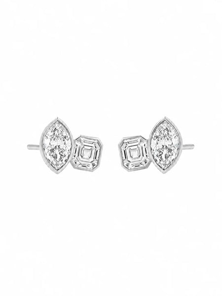 Clean product studio shot of the pair of silver earrings against a white background, displaying the matching posts and butterfly back hardware.