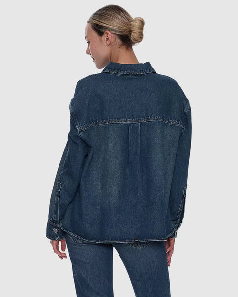 THRILLS - MELINA OVERSIZED DENIM SHIRT - TEAL BLUE - PERTH BOUTIQUE - AUSTRALIAN BOUTIQUE - WA BOUTIQUE - INTERNATIONAL SHIPPING - USA SHIPPING - PERTH STORES - PERTH STORE - AUSTRALIA - WA - WESTER AUSTRALIA - WOMENS FASHION - FASHION - CLOTHING - JEWELLERY - INSTORE - CLICK AND COLLECT - EXPRESS SHIPPING - LOCAL - WA STOCKIST - PERTH STOCKIST - AUSTRALIAN STOCKIST - STOCKIST