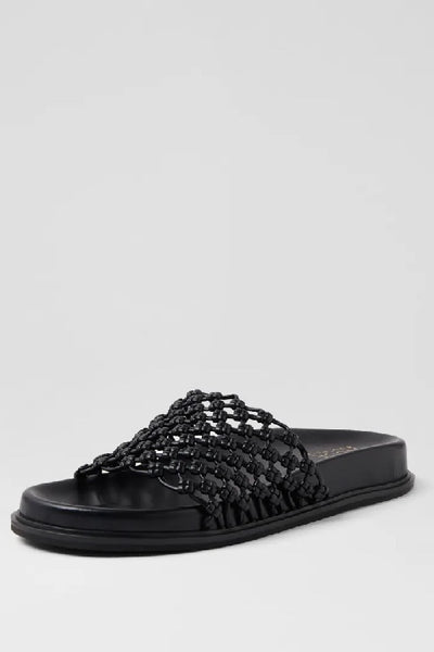 NUDE FOOTWEAR - BONDI LEATHER SLIDES - BLACK - PERTH - STOCKIST
