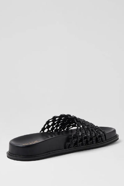 NUDE FOOTWEAR - BONDI LEATHER SLIDES - BLACK