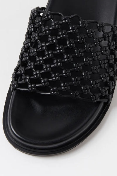 NUDE FOOTWEAR - BONDI LEATHER SLIDES - BLACK - PERTH STOCKIST