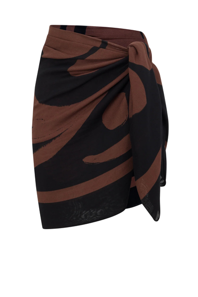 A detailed macro close-up shot focusing on the delicate semi-sheer fabric composition, highlighting the fine texture of the black rib base and the rich depth of the Fiore floral print motif.