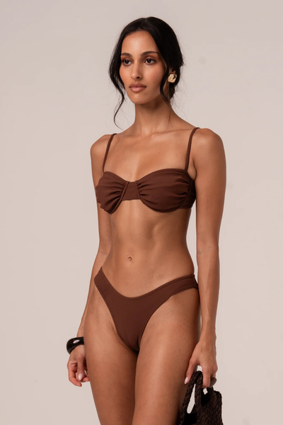 SHOP OCHRE LANE 80'S BRIEF BOTTOM IN CHOC RIB ONLINE