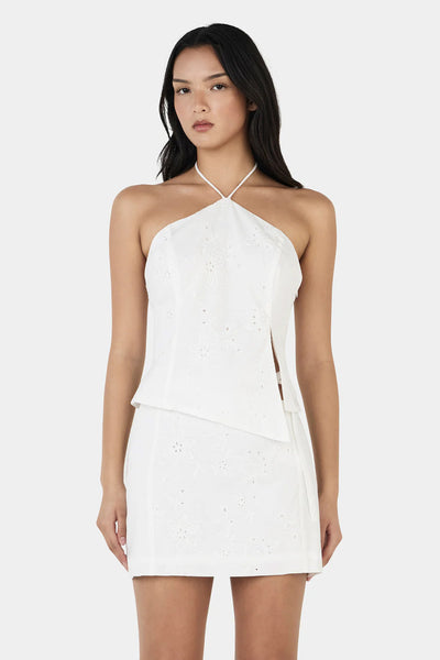 OWNLEY -  CELINA MINI SKIRT - WHITE ANGLAISE - PERTH BOUTIQUE - AUSTRALIAN BOUTIQUE - WA BOUTIQUE - INTERNATIONAL SHIPPING - USA SHIPPING - PERTH STORES - PERTH STORE - AUSTRALIA - WA - WESTER AUSTRALIA - WOMENS FASHION - FASHION - CLOTHING - WA STOCKIST - PERTH STOCKIST - AUSTRALIAN STOCKIST - STOCKIST