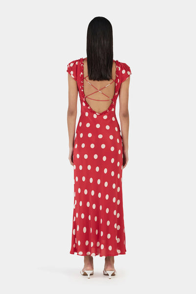 OWNLEY - CARLITA MIDI DRESS - RED POLKA - PERTH BOUTIQUE - AUSTRALIAN BOUTIQUE - WA BOUTIQUE - INTERNATIONAL SHIPPING - USA SHIPPING - PERTH STORES - PERTH STORE - AUSTRALIA - WA - WESTER AUSTRALIA - WOMENS FASHION - FASHION - CLOTHING - WA STOCKIST - PERTH STOCKIST - AUSTRALIAN STOCKIST - STOCKIST