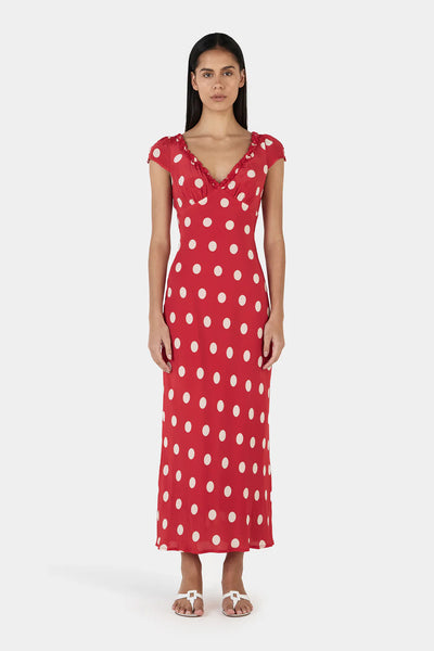 OWNLEY - CARLITA MIDI DRESS - RED POLKA - PERTH BOUTIQUE - AUSTRALIAN BOUTIQUE - WA BOUTIQUE - INTERNATIONAL SHIPPING - USA SHIPPING - PERTH STORES - PERTH STORE - AUSTRALIA - WA - WESTER AUSTRALIA - WOMENS FASHION - FASHION - CLOTHING - WA STOCKIST - PERTH STOCKIST - AUSTRALIAN STOCKIST - STOCKIST