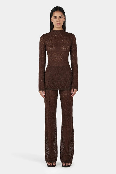 OWNLEY - EVANGELINE LACE PANT - CHOCOLATE - PERTH BOUTIQUE - AUSTRALIAN BOUTIQUE - WA BOUTIQUE - INTERNATIONAL SHIPPING - USA SHIPPING - PERTH STORES - PERTH STORE - AUSTRALIA - WA - WESTER AUSTRALIA - WOMENS FASHION - FASHION - CLOTHING - WA STOCKIST - PERTH STOCKIST - AUSTRALIAN STOCKIST - STOCKIST