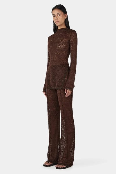 OWNLEY - EVANGELINE LACE PANT - CHOCOLATE - PERTH BOUTIQUE - AUSTRALIAN BOUTIQUE - WA BOUTIQUE - INTERNATIONAL SHIPPING - USA SHIPPING - PERTH STORES - PERTH STORE - AUSTRALIA - WA - WESTER AUSTRALIA - WOMENS FASHION - FASHION - CLOTHING - WA STOCKIST - PERTH STOCKIST - AUSTRALIAN STOCKIST - STOCKIST