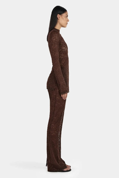 OWNLEY - EVANGELINE LACE PANT - CHOCOLATE - PERTH BOUTIQUE - AUSTRALIAN BOUTIQUE - WA BOUTIQUE - INTERNATIONAL SHIPPING - USA SHIPPING - PERTH STORES - PERTH STORE - AUSTRALIA - WA - WESTER AUSTRALIA - WOMENS FASHION - FASHION - CLOTHING - WA STOCKIST - PERTH STOCKIST - AUSTRALIAN STOCKIST - STOCKIST