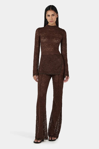 OWNLEY - EVANGELINE LACE PANT - CHOCOLATE - PERTH BOUTIQUE - AUSTRALIAN BOUTIQUE - WA BOUTIQUE - INTERNATIONAL SHIPPING - USA SHIPPING - PERTH STORES - PERTH STORE - AUSTRALIA - WA - WESTER AUSTRALIA - WOMENS FASHION - FASHION - CLOTHING - WA STOCKIST - PERTH STOCKIST - AUSTRALIAN STOCKIST - STOCKIST