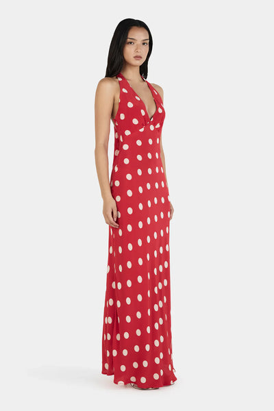 OWNLEY - ELYSE MAXI DRESS - RED POLKA - PERTH BOUTIQUE - AUSTRALIAN BOUTIQUE - WA BOUTIQUE - INTERNATIONAL SHIPPING - USA SHIPPING - PERTH STORES - PERTH STORE - AUSTRALIA - WA - WESTER AUSTRALIA - WOMENS FASHION - FASHION - CLOTHING - WA STOCKIST - PERTH STOCKIST - AUSTRALIAN STOCKIST - STOCKIST
